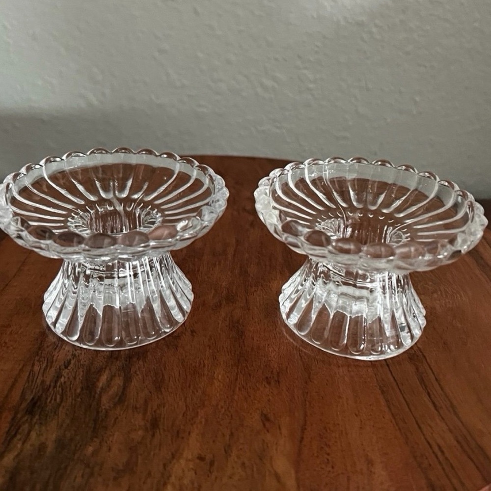 Vintage Hazel Atlas Partylite Glass Candle Stick Holders - set of 2